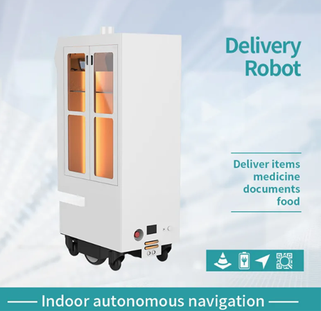 2021 Delivery Robot Double Door Cabinet High Cost Performance Office Hotel Restaurant KTV Item Delivery Robot