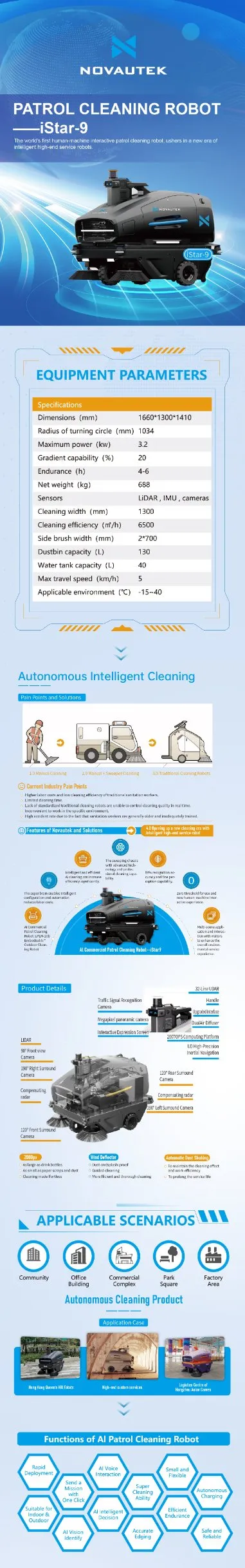 Automatic Floor Cleaning Robot Patrol Sweeper Robot for Hotel