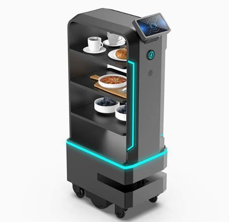 Flash Food Delivery Robot Suitable for Multiple-Table Service in High-End Hotel Restaurants Flash Food Delivery Robot Suitable for Multiple-Table Service in High-End Hotel Restaurants