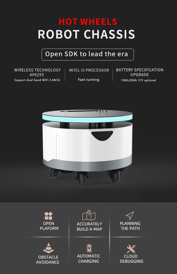 High Quality Factory Custom Worry-Free Battery Life Roller Under Robot Chassis Hotel Service Smart Robot Kit