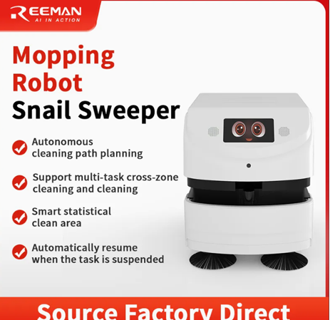 Reeman Snail 15L Tank Autonomous Cleaning Robot 4-in-1 Sweeping Mopping Vacuuming Disinfection with Auto Charge Reeman Snail 15L Tank Autonomous Cleaning Robot 4-in-1 Sweeping Mopping Vacuuming Disinfection with Auto Charge